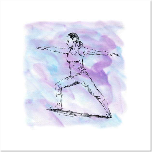 Yoga Pose Warrior Illustration Wall Art by rachelsfinelines